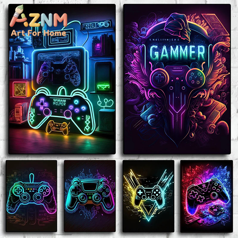 Esports Gaming Poster - Poster Seni Dinding Gaming Neon Pop