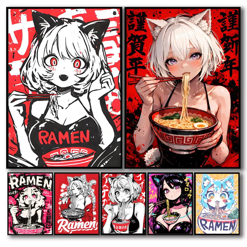 Esports Gaming Poster - Poster Kanvas Kaligrafi Lukisan Gadis Kucing