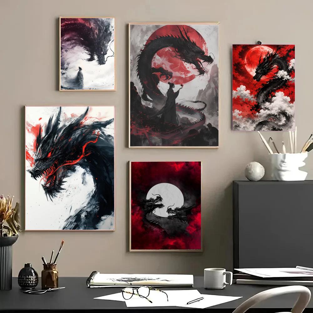 Esports Gaming Poster - Poster Naga Hitam Lukisan Stiker Tahan