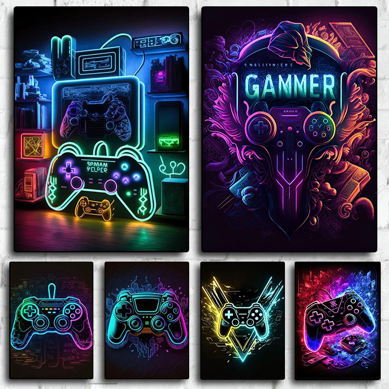 Lukisan kanvas seni dinding pe - Esports Gaming Poster ulasan dan harga