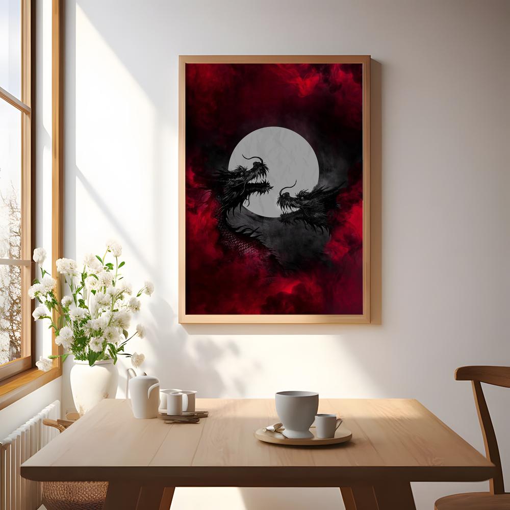 Poster Naga Hitam Lukisan Stik - Esports Gaming Poster ulasan dan harga