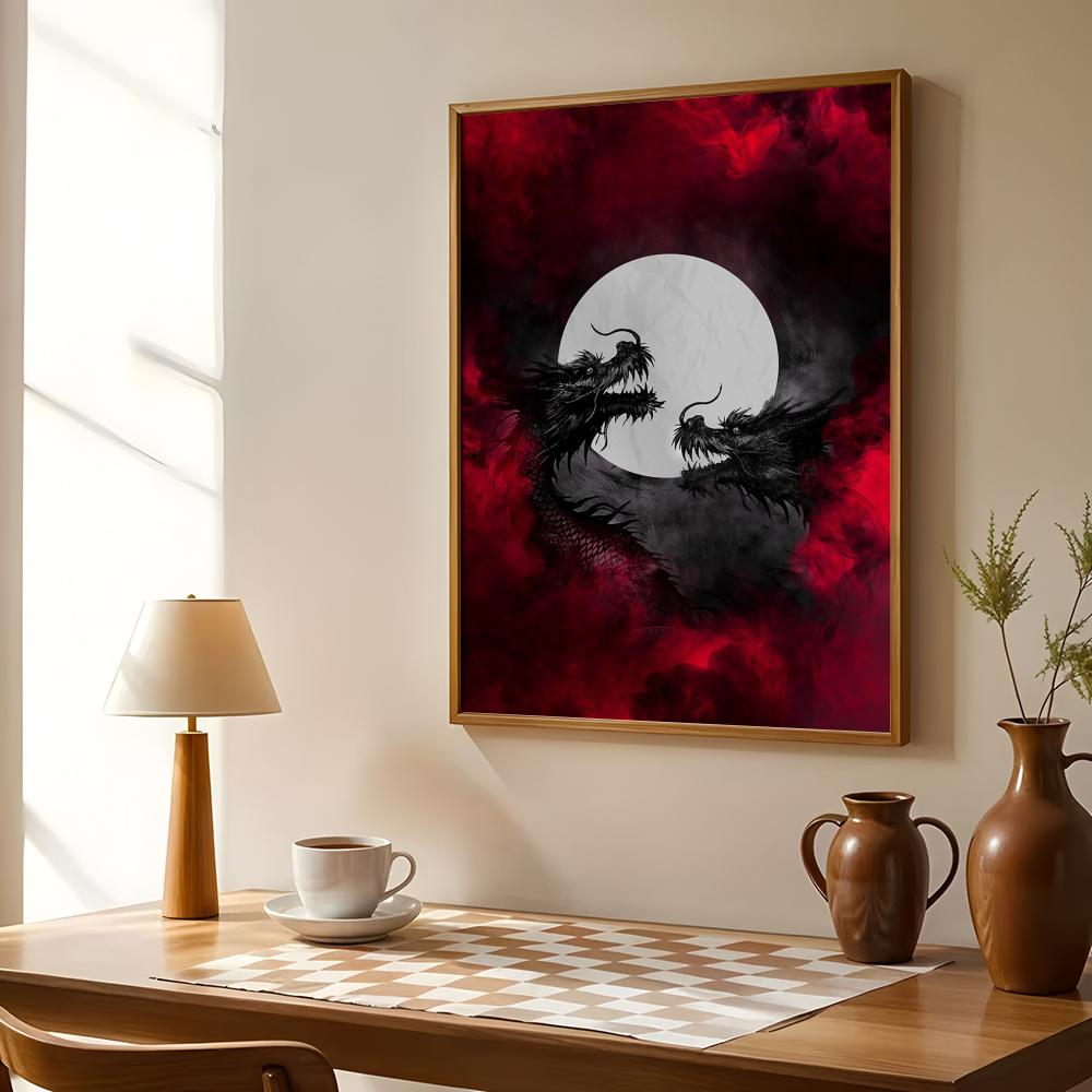 Poster Naga Hitam Lukisan Stik - Esports Gaming Poster ulasan dan harga